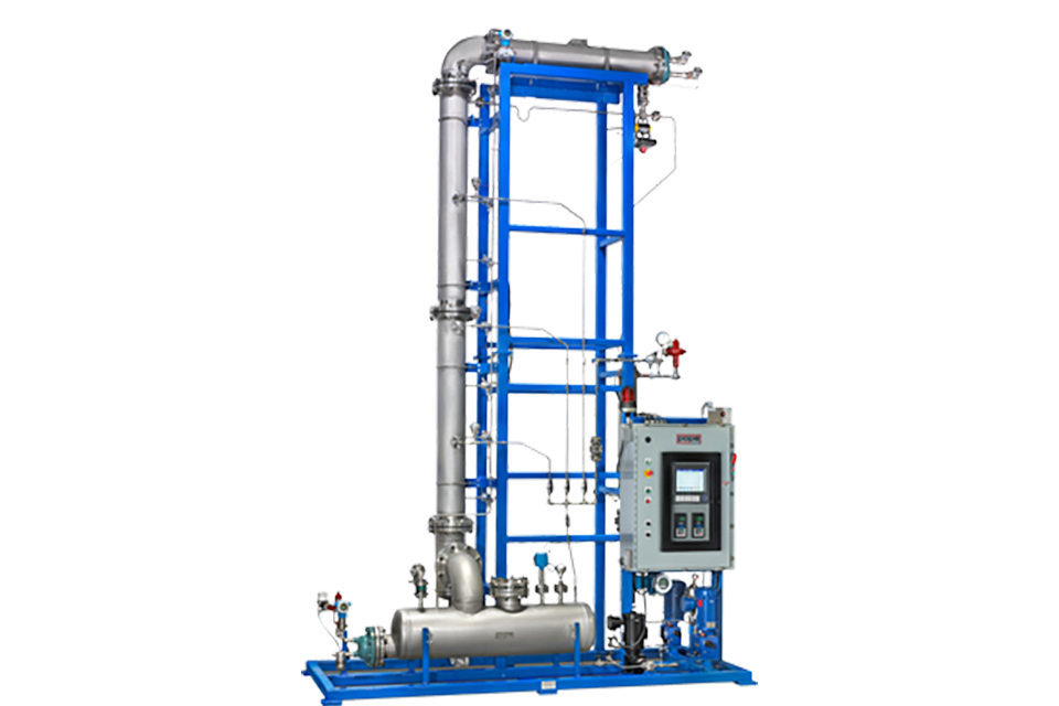 Explosion proof turkey continuous distillation with electric heater and on-skid controls.